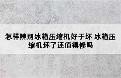 怎样辨别冰箱压缩机好于坏 冰箱压缩机坏了还值得修吗